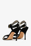 Manolo Blahnik Black Suede Crystal Embellished Ankle Strap Heels Size 38.5