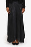 Dusen Black Pleated Satin Wide Leg Trousers Size S