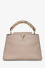 Louis Vuitton Galet Grey Taurillon Leather Capucines BB with Strap