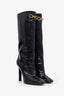 Saint Laurent Black Patent Leather Knee High Boots Size 41