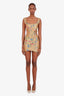 Priscavera Brown Floral Print Corset Mini Dress Size S