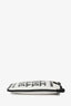 Max Mara White Canvas Black Leather Trimmed Crossbody Phone Case