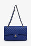 Pre-loved Chanel™ 2017-2018 Royal Blue Chevron Quilted Leather Medium Classic Double Flap Bag