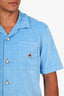 Casablanca Blue Velour Pearl Button Down Short Sleeve Shirt + Short Set Size S Mens