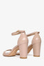 Stuart Weitzman Nude Leather Nudist Block Heel Sandal Size 39.5