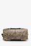 Olive/Brown Leather & Lizard Trim Tessuto Nylon Bauletto Shoulder Bag