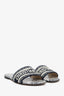 Christian Dior Blue Canvas Embroidered 'Dway' Slide Sandals Size 37.5