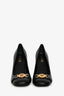 Versace Black Leather Gold Medusa Block Heels Size 39