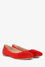 Chloe Red Suede Scalloped Flats Size 36