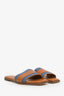 Alexander McQueen Brown Leather and Blue Denim Logo Sandals Size 38