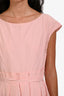 Weekend Max Mara Pink Cotton Silk Blend Belted Short Sleeve Dress Size 10