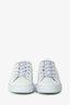 Pre-Loved Chanel™ 2022 Light Blue Denim Quilted Interlocking CC Logo Sneaker Size 37