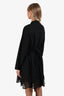 Chloe Black Cotton Lace Eyelet Buttoned Mini Dress Size 38