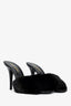 Saint Laurent Black Mink Fur Heeled Mules Size 38.5