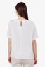 Max Mara White Silk Ruffled Button Pocket Blouse Size 8