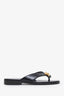 Pre-loved Chanel™ Black Leather CC Turn Lock Thong Sandals Size 37