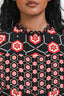 Sandro Black/Red Printed Ruffled Skirt Sleeveless Mini Dress Size 1