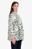 Erdem White/Green Printed Cotton Pleated Tunic Top Size 10 US