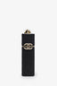 Pre-loved Chanel™ 2021 Black Caviar Quilted CC Lipstick Case with Gold Chain