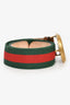 Gucci Green/Red Web Brown Leather GG Belt Size 90/36
