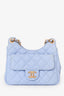 Pre-loved Chanel™ Light Blue Quilted Caviar Small Wavy Hobo GHW
