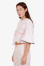Pre-loved Chanel™ 2024 Runway White Cotton Strip Pattern Cropped Sweater Size 40