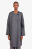 Hermès Grey Cashmere Scarf Detail Coat Size 36