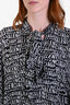 Balenciaga Black/White Silk Logo All Over Blouse Size 40