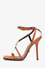 Versace Brown Satin Crystal Embellished Open Toe Heels Size 39