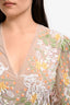 Elliatt Cream Floral Embroidered Sequined Lace LS Romper Size L