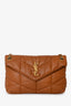 Saint Laurent Brown Lambskin Small 'LouLou' Puffer Shoulder Bag GHW