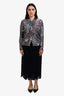 Valentino Navy Lace Midi Skirt Size 48