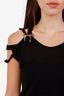 Just Cavalli Black Cold Shoulder Buckle Detail Top Size 40
