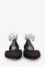 Manolo Blahnik Black Silk Embellishment D'Orsay Flats Size 36.5