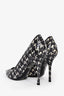 Christian Dior Black/White Embossed Python Leather Houndstooth Stiletto Heel Size 36.5