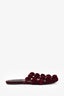 Alexander Wang Burgundy Velvet Pom Pom Slides Size 36