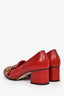 Gucci Red Leather GG Block Heels Size 38.5