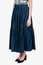 Christian Dior Blue Denim Logo Belted Tiered Maxi Skirt 6