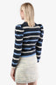 Derek Lam 10 Crosby Navy Striped Alpaca Merino Puff Shoulder Sweater Size XS