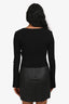 Maje Black Ribbed Gold Button Detail Long Sleeve Cropped Cardigan Size 1