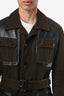 Burberry Brown Leather Canvas Utility Field Jacket Size Medium Mens