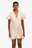 Sandro Beige Short Sleeve Ruched Mini Dress Size 34
