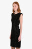 Alice + Olivia Black Velvet and Sequin Shoulder Pad Bodycon Dress Size 4