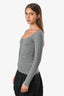 Paloma Wool Grey Cotton Scoop Neck Buttoned Long Sleeve Top Size XS