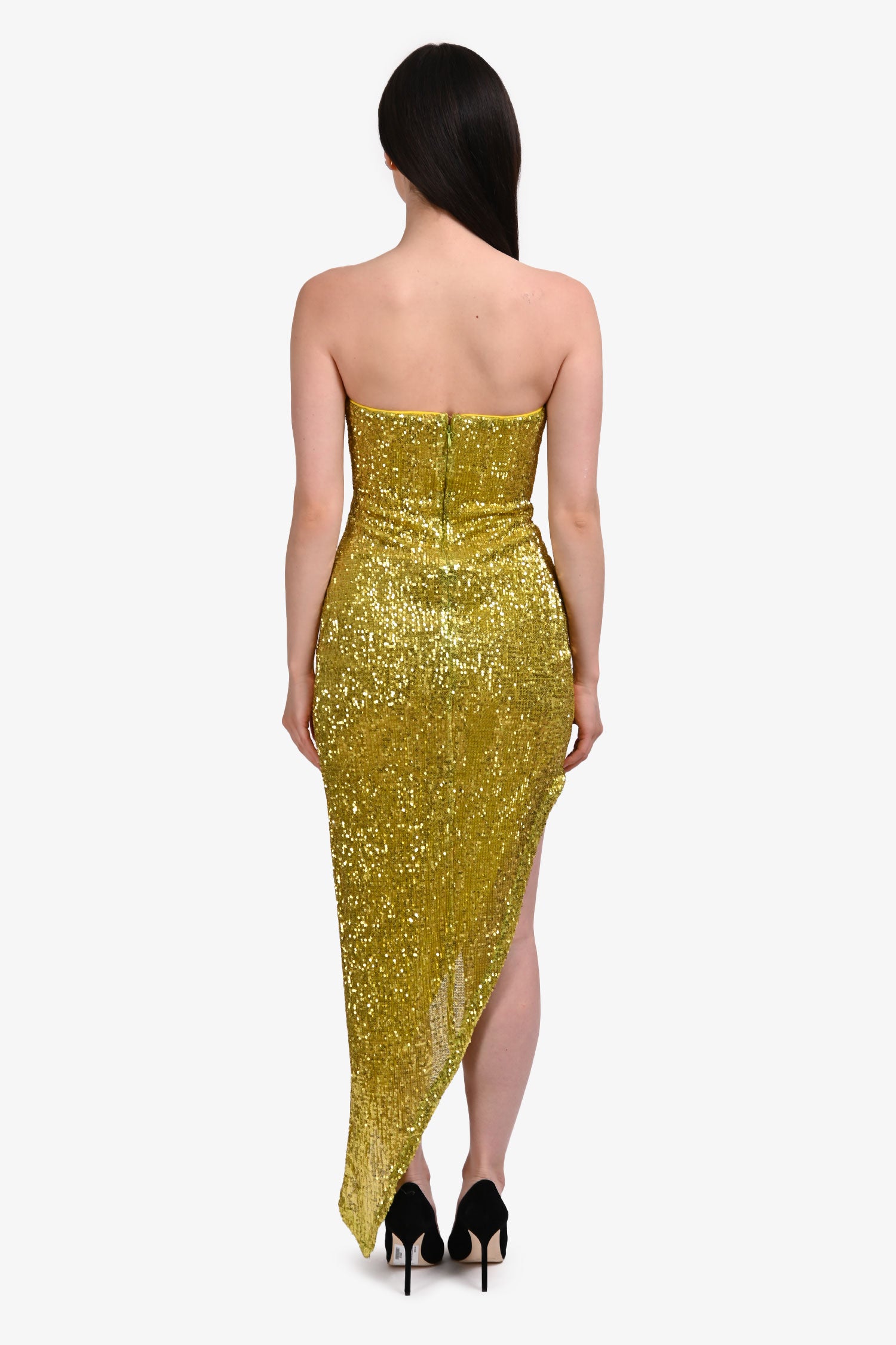 mackenzie midi dress camila coelho Camila Coelho Yellow Sequin 'Mackenzie' Midi Dress Size XS – Mine & Yours