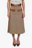 Gucci Brown Leather GG Monogram Horsebit Midi Skirt Size 40