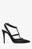 Valentino Black Monochrome Leather Rockstud Cage Heels Size 38