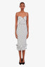 Club L White/Black Polka Dot Bustier Ruffle Midi Dress Size US 2