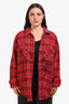 Off-White Red/Multicolour Cotton Plaid Graffiti Logo Print Flannel Size L