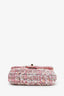 Pre-loved Chanel™ 2019 Pink Tweed Large Pearl Mini Single Flap Handle Bag
